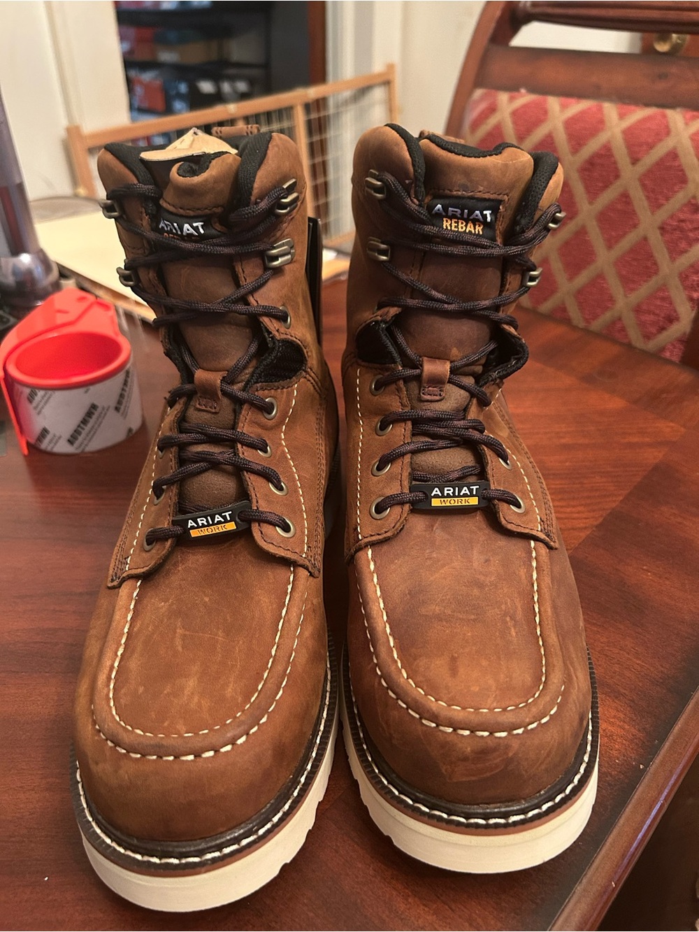 Men’s Ariat Brown Work Boots with White Outsole, Electrical Hazard Protection